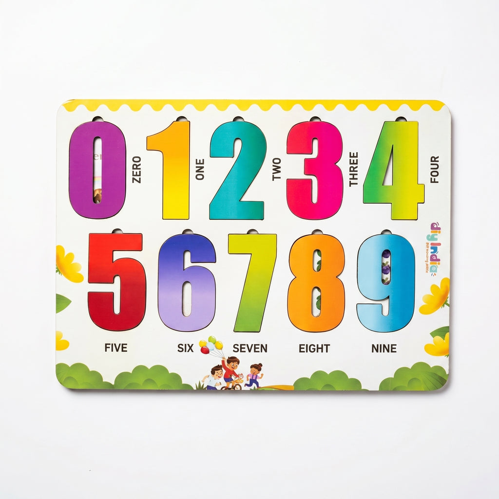 DIY India Wooden Number Puzzle Board for Kids | 0-9 Learning Educational Toy | Montessori MDF Kids Puzzle