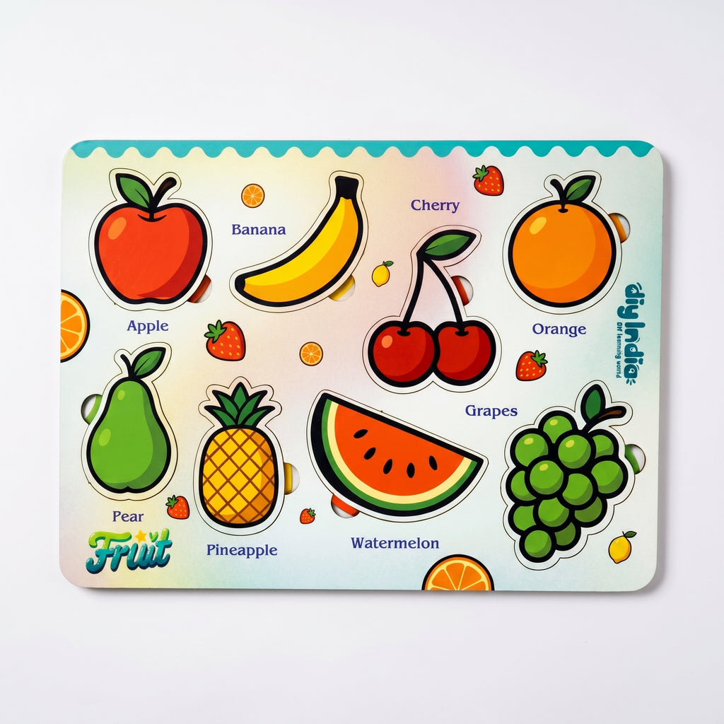 DIY India Wooden Fruits Puzzle Board for Kids | Fruit Learning Educational Toy | MDF Kids Puzzle