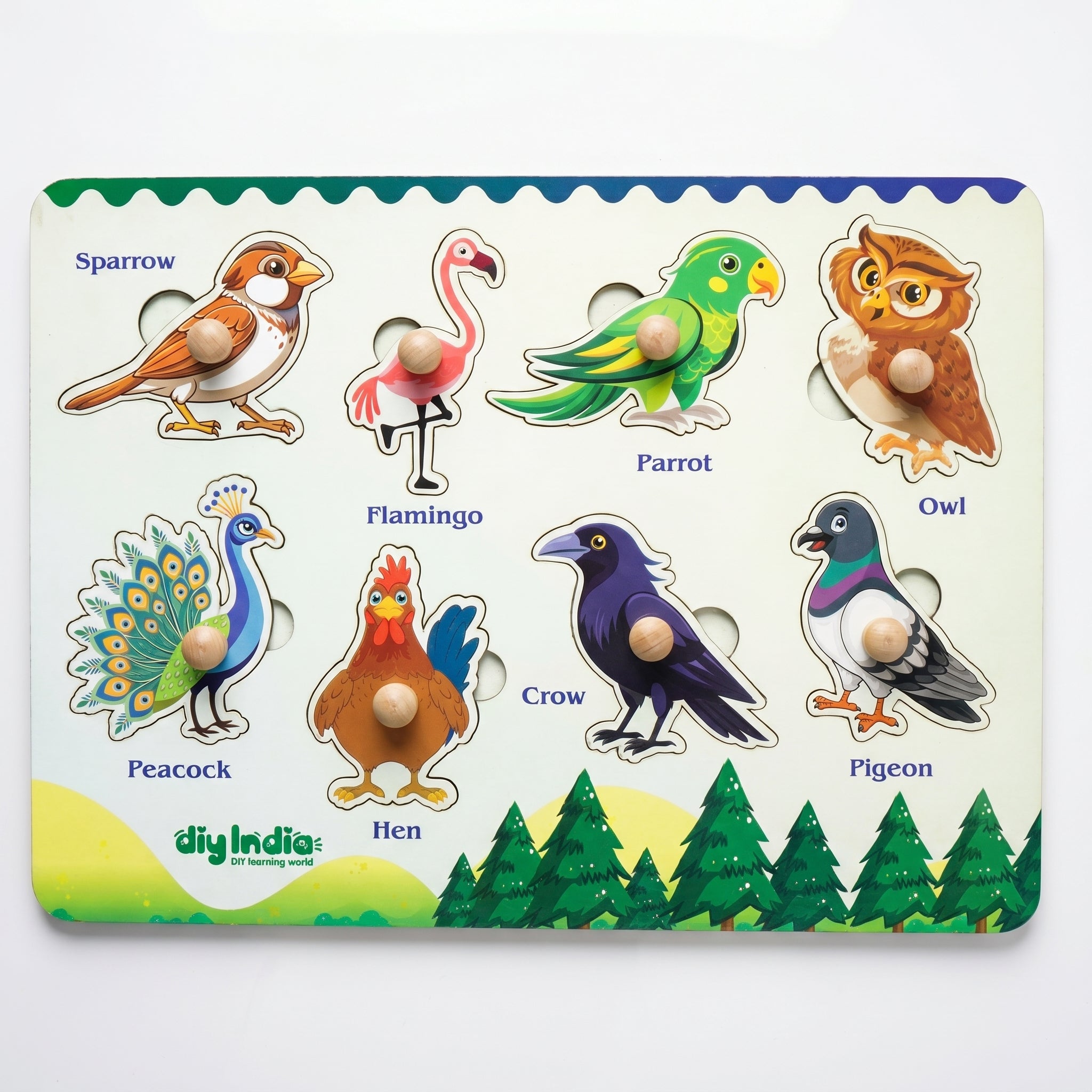 DIY India Wooden Birds Puzzle Board for Kids | Bird Learning Educational Toy | MDF Kids Puzzle