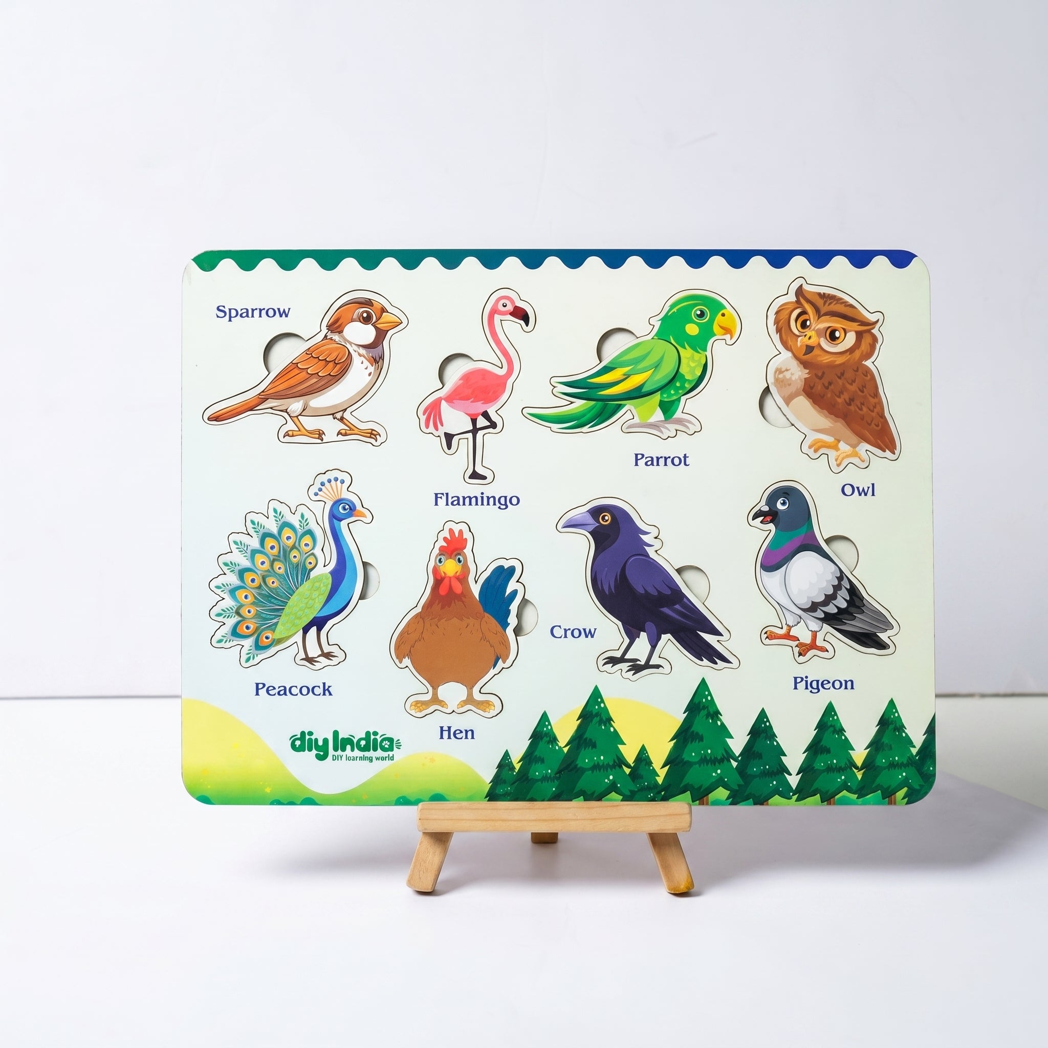 DIY India Wooden Birds Puzzle Board for Kids | Bird Learning Educational Toy | MDF Kids Puzzle