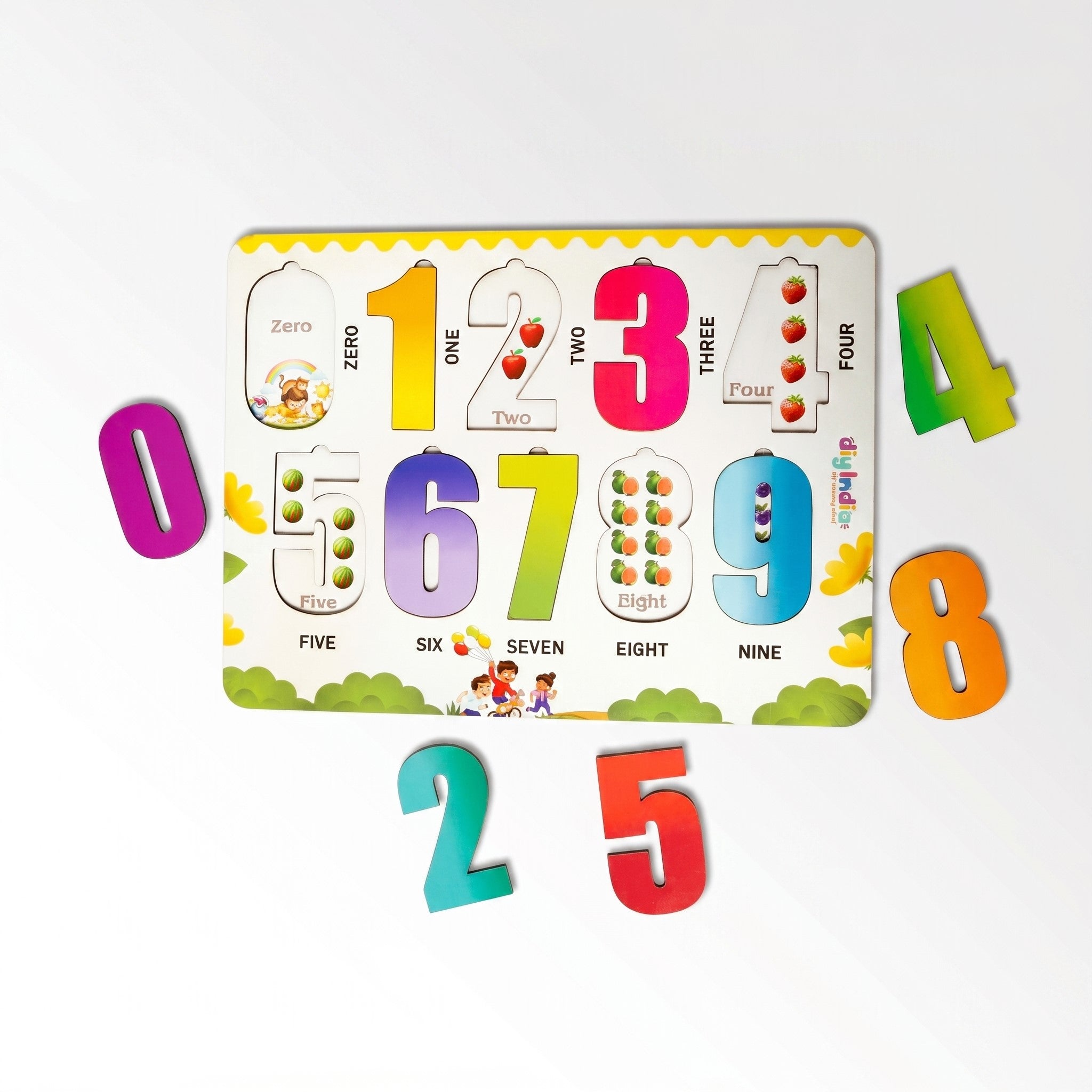 DIY India Wooden Number Puzzle Board for Kids | 0-9 Learning Educational Toy | Montessori MDF Kids Puzzle