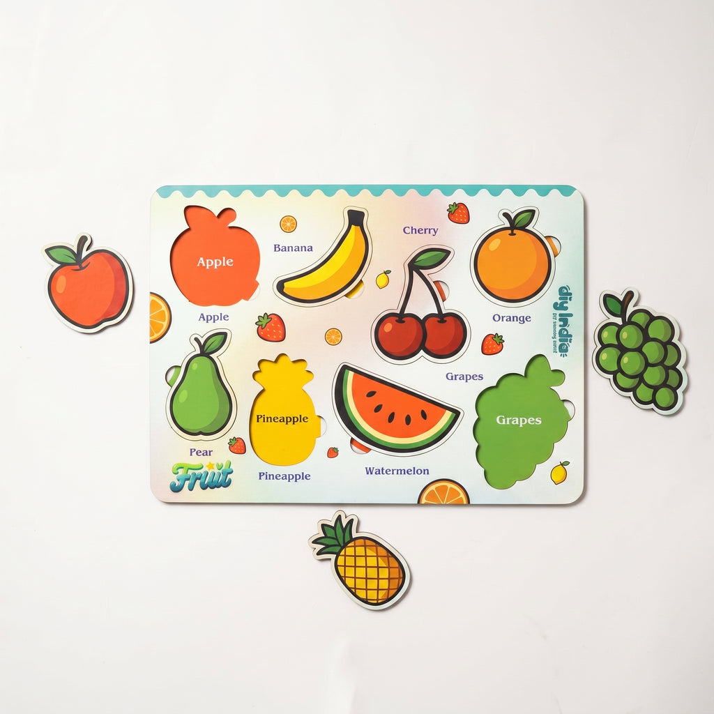 DIY India Wooden Fruits Puzzle Board for Kids | Fruit Learning Educational Toy | MDF Kids Puzzle