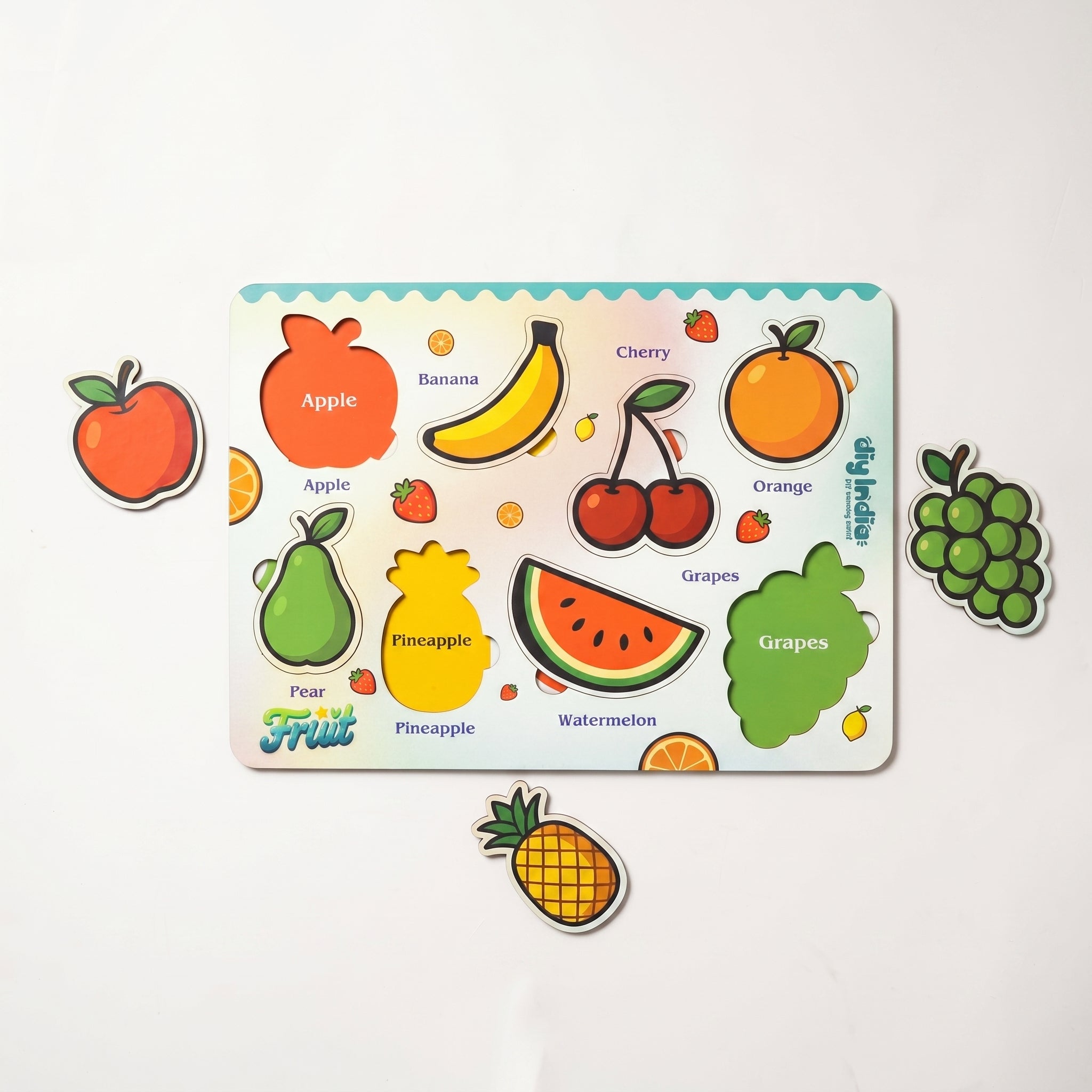 DIY India Wooden Fruits Puzzle Board for Kids | Fruit Learning Educational Toy | MDF Kids Puzzle