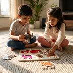 DIY India Wooden Animal Puzzle Board for Kids | Jungle Animal Educational Learning Toy | MDF Kids Puzzle