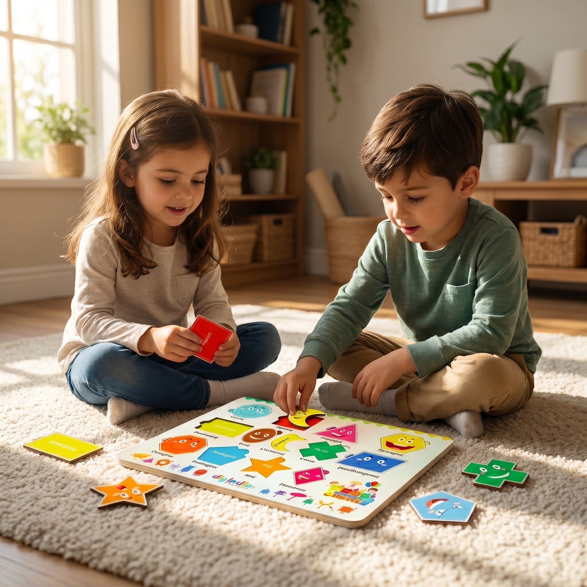 DIY India Wooden Shapes Puzzle Board for Kids | Geometric Shapes Educational Learning Toy | MDF Peg Puzzle