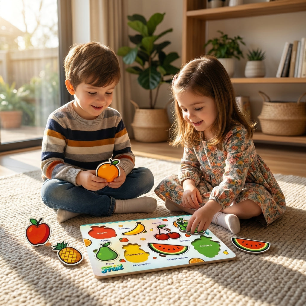 DIY India Wooden Fruits Puzzle Board for Kids | Fruit Learning Educational Toy | MDF Kids Puzzle