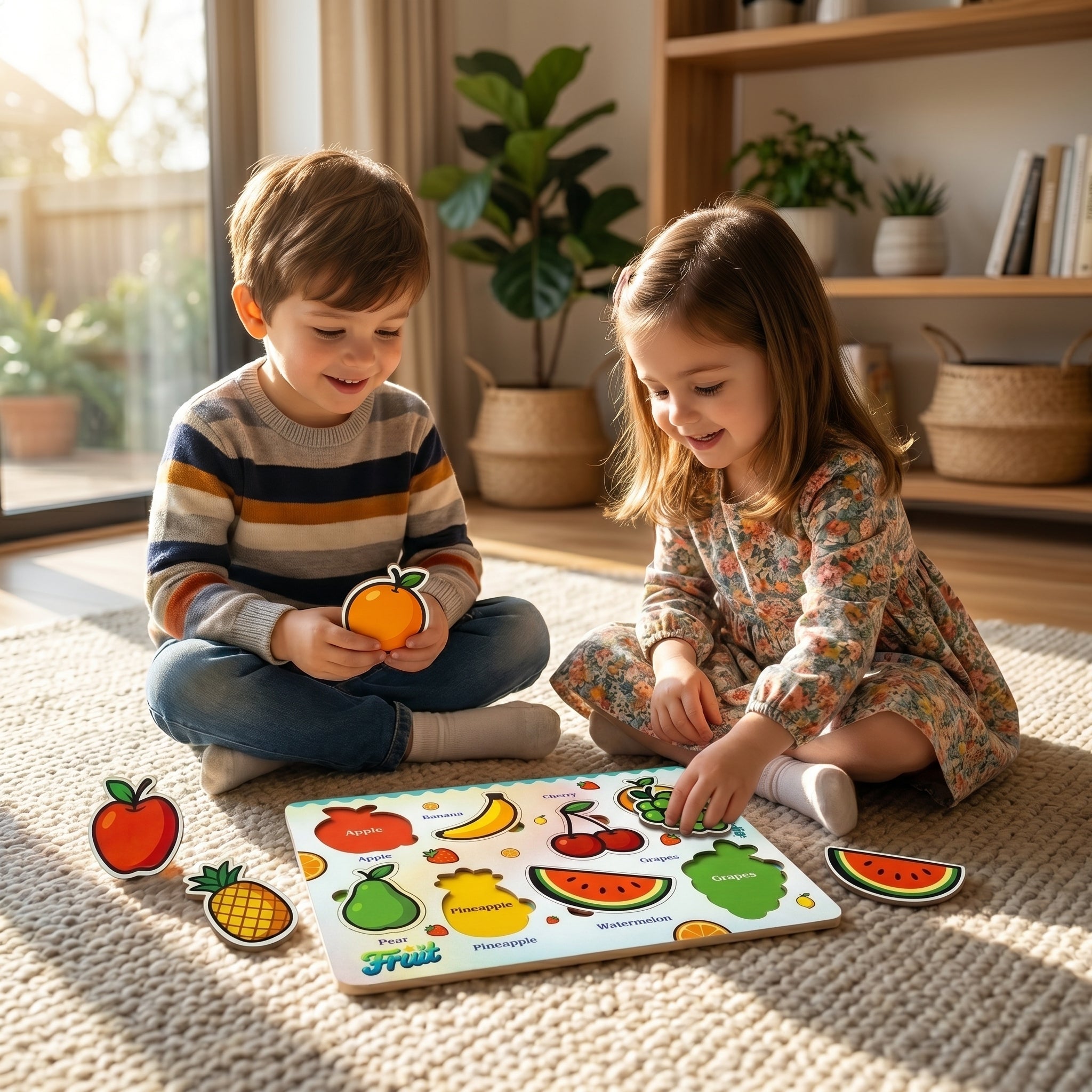 DIY India Wooden Fruits Puzzle Board for Kids | Fruit Learning Educational Toy | MDF Kids Puzzle